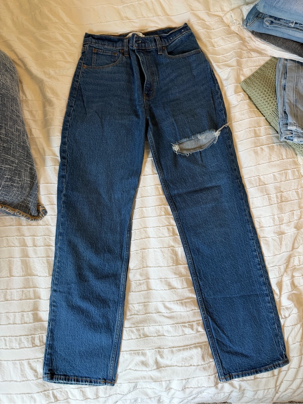 Abercrombie & Fitch Light Blue High-Rise Straight Jeans
